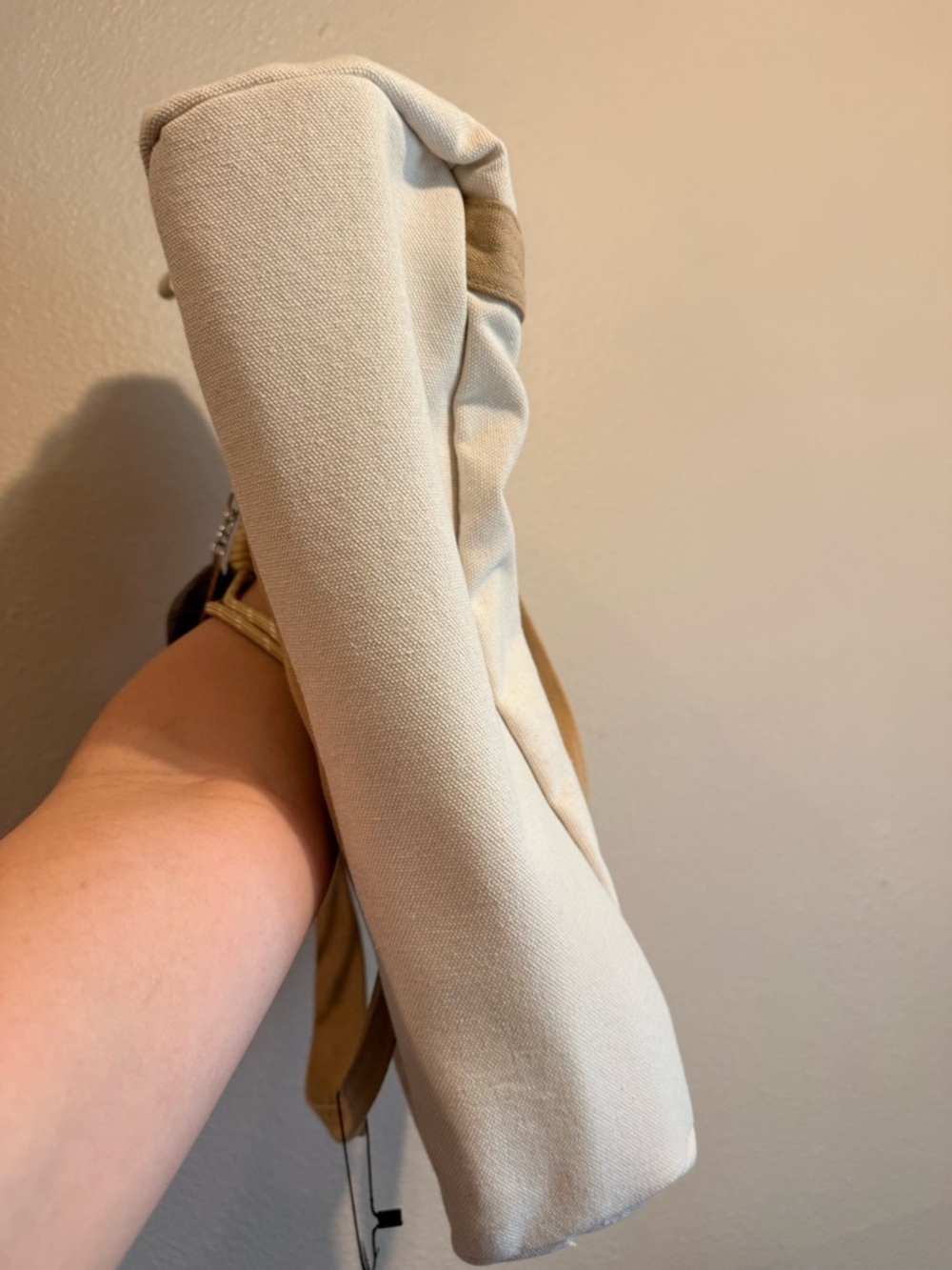 London Fog Canvas Tote Bag in Cream and Tan - Picture 12 of 14
